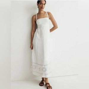 NWT MadeWell Embroidered Eyelet Tie-Back Cami Midi Dress NK488 size 12